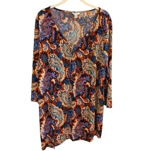 Cato Women's Angled Hem Paisley Top With Keyhole Detail Size 18/20